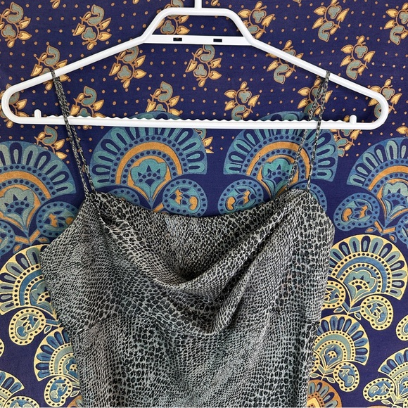 Snake print sparkly straight maxi dress with ruffled chest - Picture 5 of 12